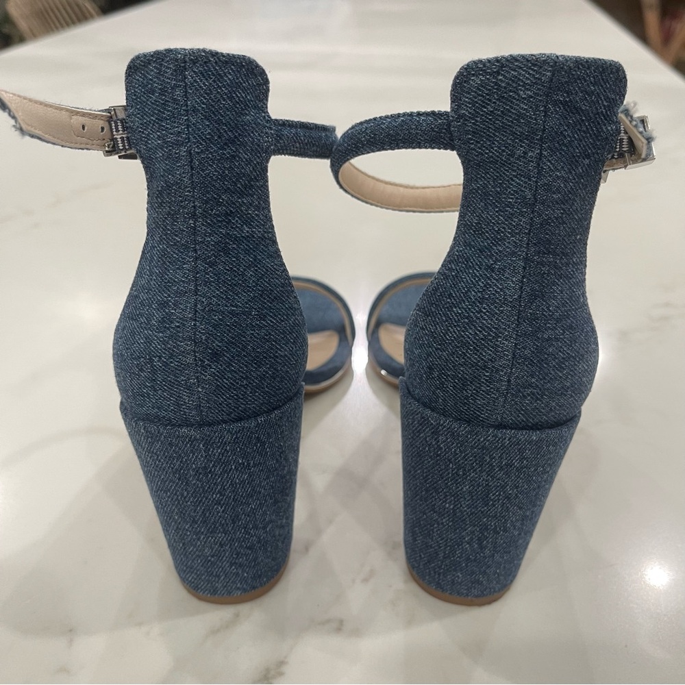 Kenneth Cole Denim Block Heel Sandals w Silver Detail - Picture 12 of 15